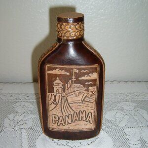 Leather Flask, Vintage, Panama
